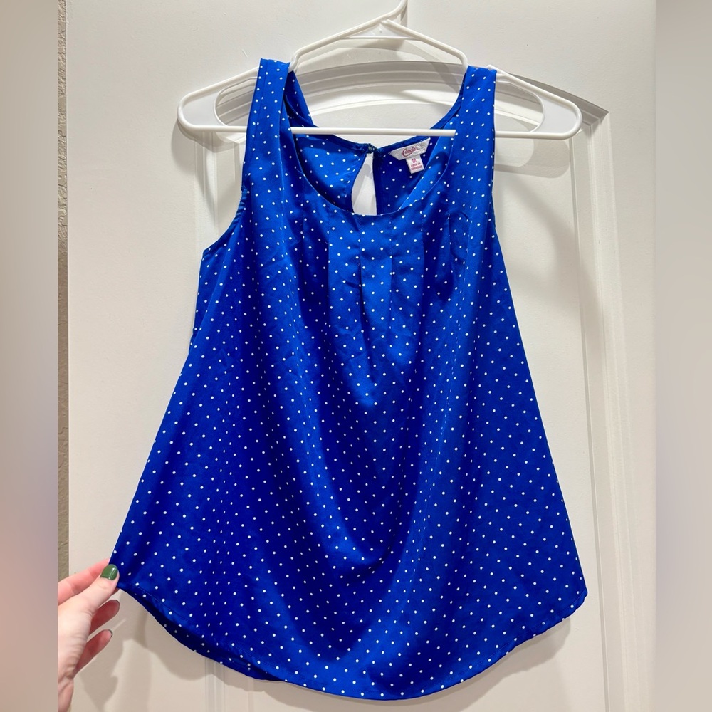 Candie's Blue and White Polka Dot Tank Top
